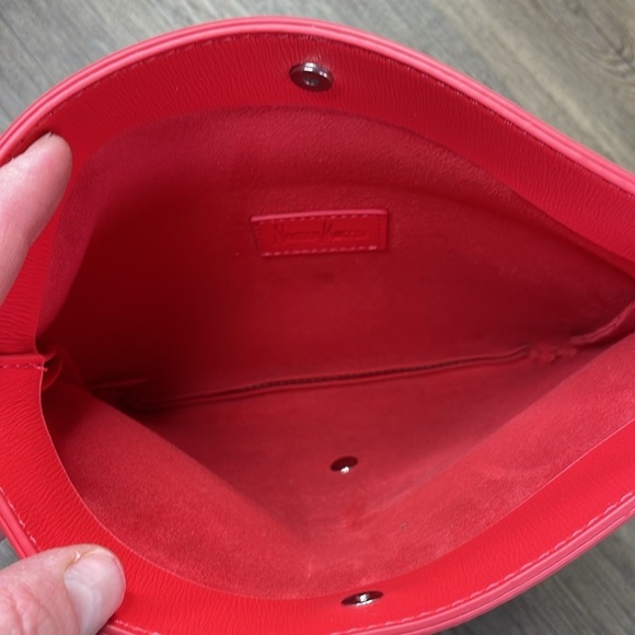 Neiman Marcus Women's Coral Red Magnetic Folding Faux-Leather Clutch Bag - Picture 3 of 7